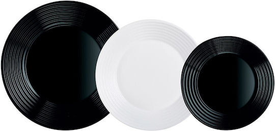 Luminarc White / Black Glass Dinnerware Set 18pcs