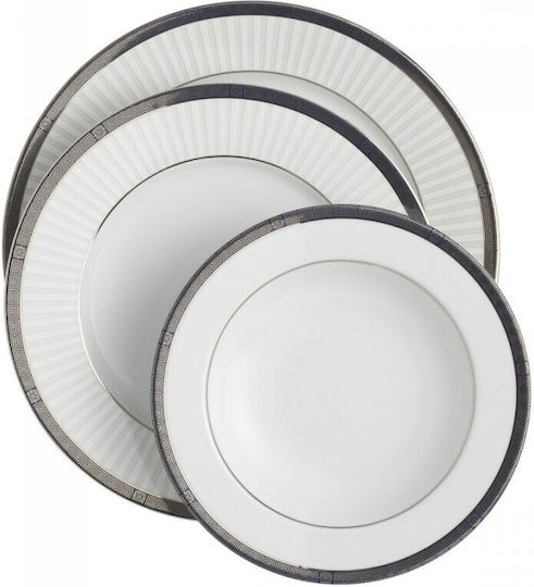 Emfasi Silver Porcelain Dinnerware Set 40pcs
