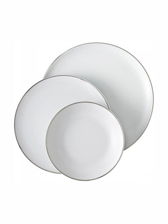Emfasi Boss Coupe Platinum Silver Porcelain Dinnerware Set 40pcs
