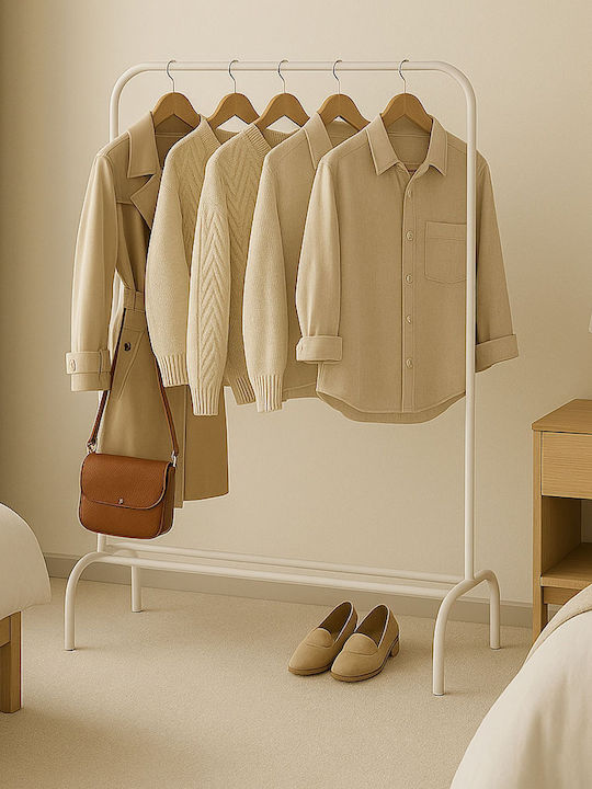 Relaxdays Floor Coat Rack Metal White 150x110cm