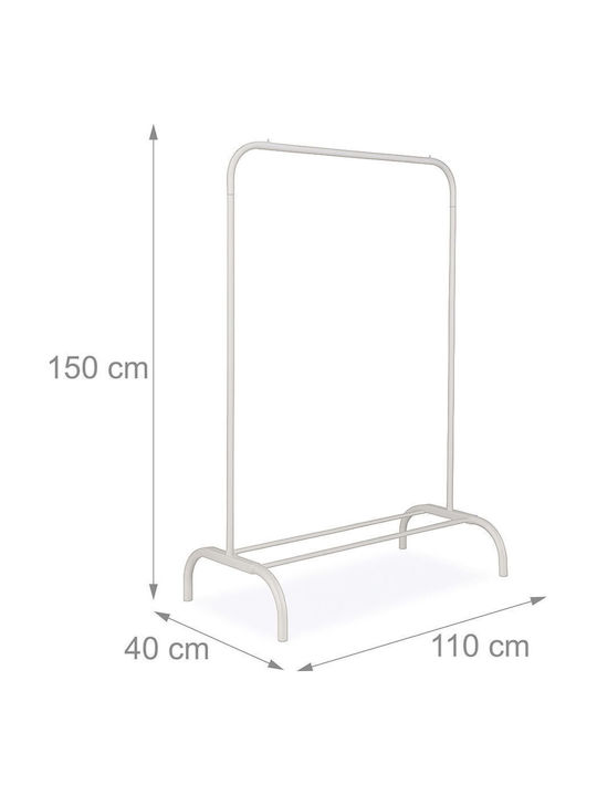 Relaxdays Floor Coat Rack Metal White 150x110cm