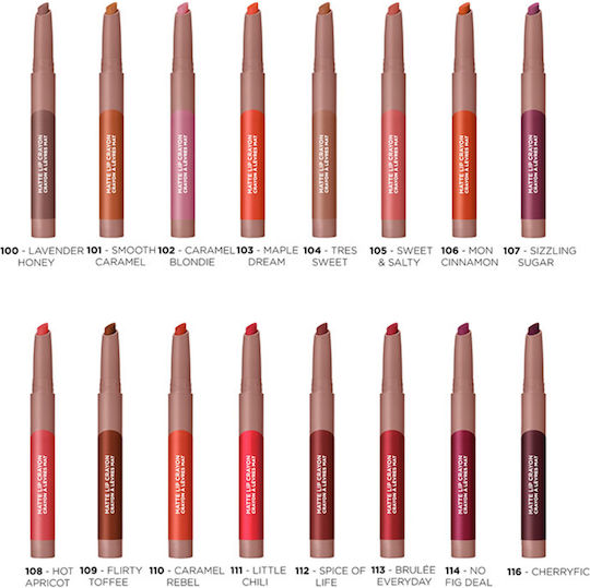 L'Oreal Paris Matte Lip Pencil Lipstick Matte 102 Caramel Blondie 1.3gr