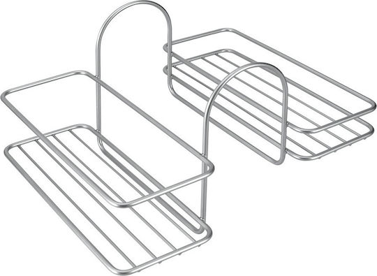 Metaltex Polytherm Reflex Επιτοίχια Ραφιέρα Μπάνιου Μεταλλική με 2 Ράφια 25x30x18cm Ασημί