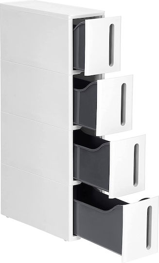 Songmics Boden Badezimmerregal Hölzernes mit 3 Regalböden 45x17x84cm Weiß