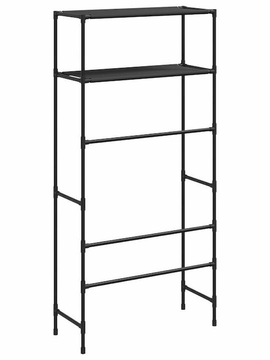 vidaXL Floor Bathroom Shelf Metallic 69x28x143cm Black