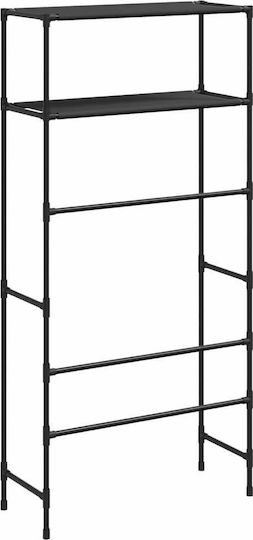 vidaXL Floor Bathroom Shelf Metallic 69x28x143cm Black