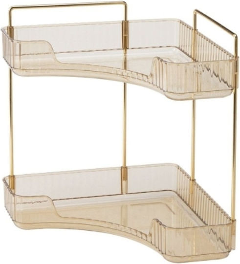 Corner Wall Mounted Bathroom Shelf Metallic with 2 Shelves 25.5x16.5x29.5cm Blue