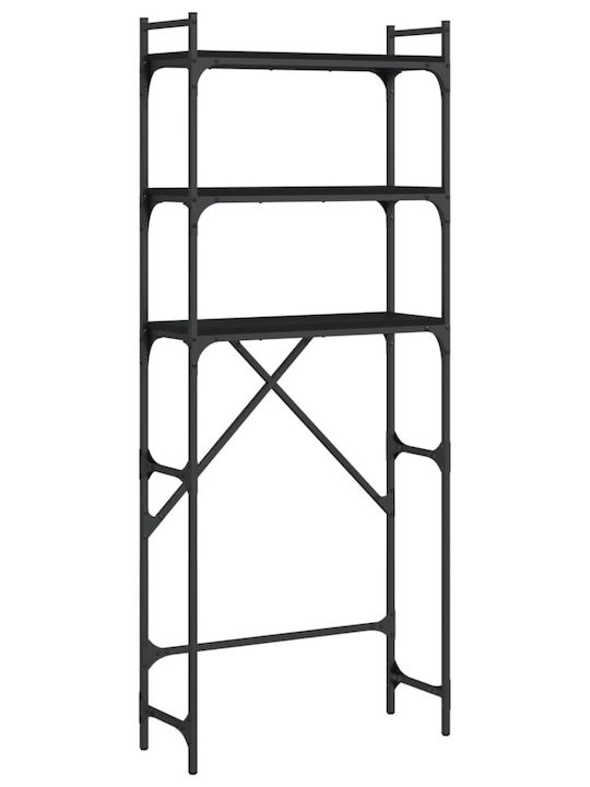 vidaXL Rafturi de baie Raft Baie Lemn cu 3 Rafturi 67x25x163cm Neagră