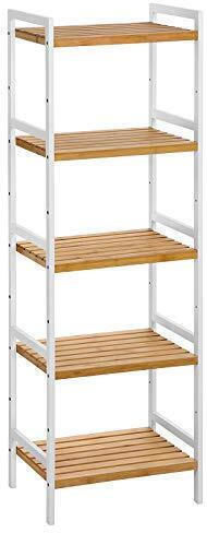 Songmics An der Wand montiert Badezimmerregal Bamboo 31.5x45x142cm