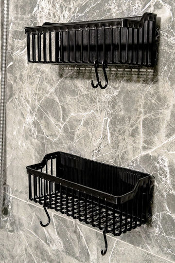 Femmit Wall Mounted Bathroom Shelf Plastic with 2 Shelves and Suction Cups 26x11x9cm Black