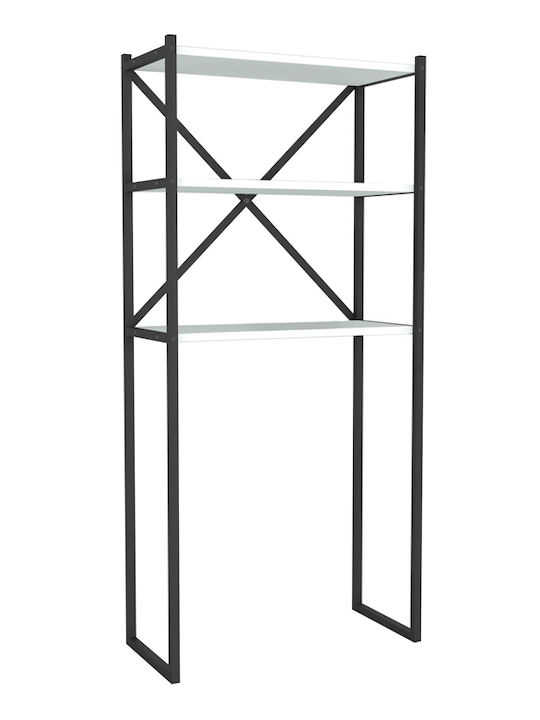 Megapap Mindy Подов Рафт за баня Метален с 3 рафта 66x34x160см Black/White