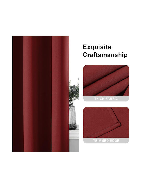 Cucraf Σετ Κουρτίνες Συσκότισης με Τρουκς Red 140x175εκ.