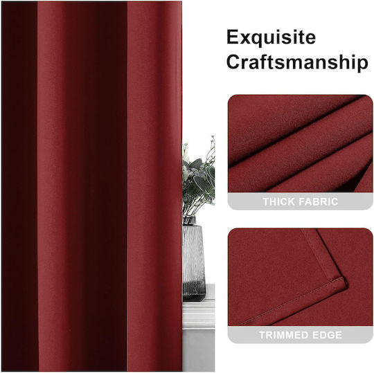 Cucraf Σετ Κουρτίνες Συσκότισης με Τρουκς Red 140x175εκ.