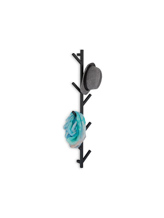 Relaxdays Cuier de Perete Metalic cu 8 Compartimente Negru 100.5x7x19.5cm