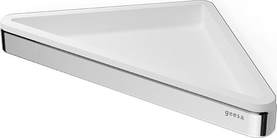 Geesa Frame Colțar Montat pe perete Raft Baie Metal 21x10.8x7.5cm Crom Alb Mat Albă