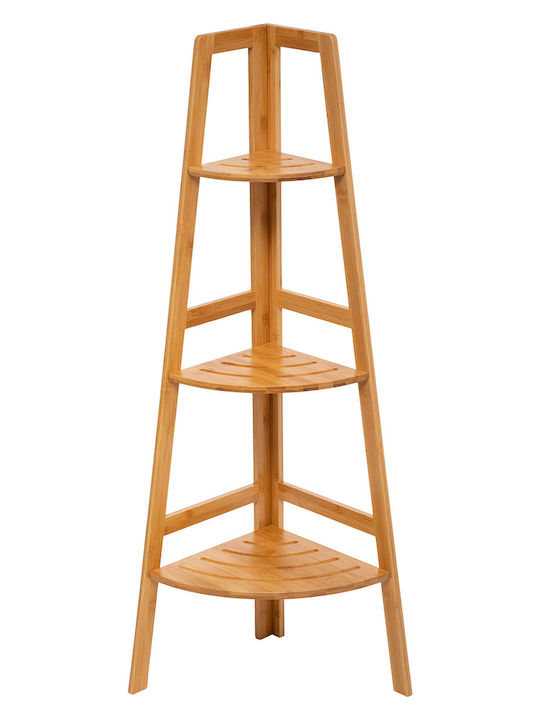 5Five 174519 Γωνιακή Επιδαπέδια Ραφιέρα Μπάνιου Bamboo με 3 Ράφια 31.9x31.9x103cm Καφέ