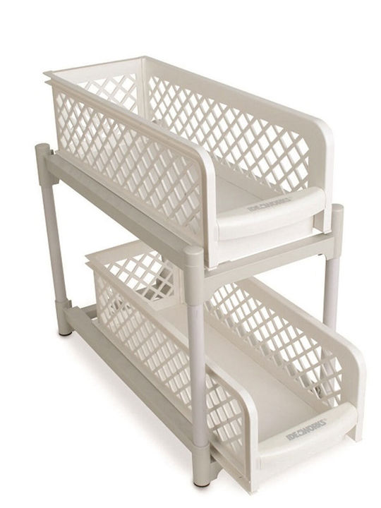 03006BDR50WH An der Wand montiert Badezimmerregal Kunststoff mit 2 Regalböden 38.1x19x36.2cm Weiß