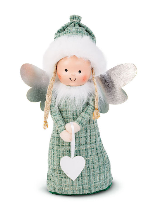 Decorative Doll Christmas Angel 30 Cm Textile Figurine Ceramic Face