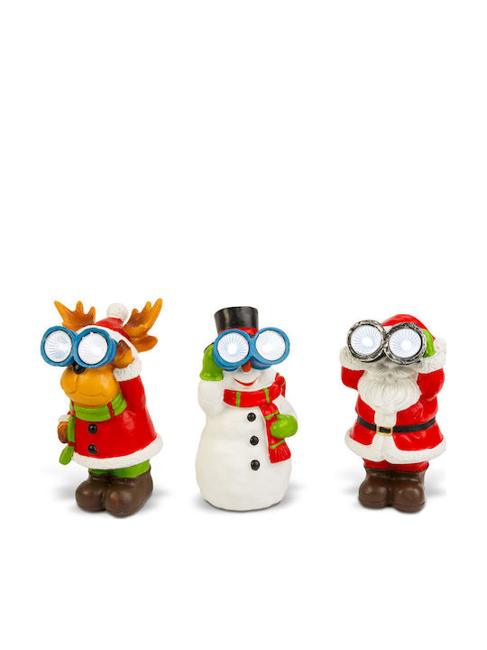 Decorațiune Solară de Crăciun Led Alb Rece 14 Cm Figurine Om de Zăpadă Ren Moș Crăciun