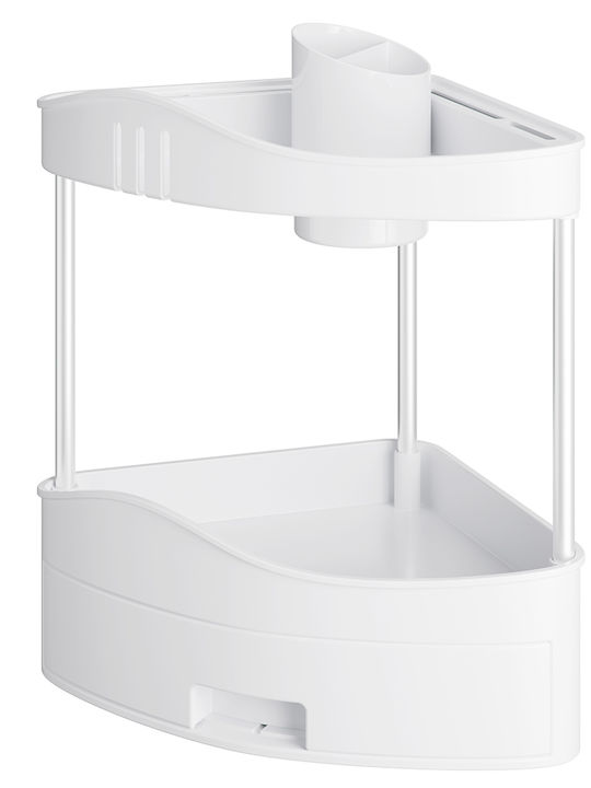 Bakaji Wall Mounted Bathroom Shelf Plastic 33.5x21x38cm White