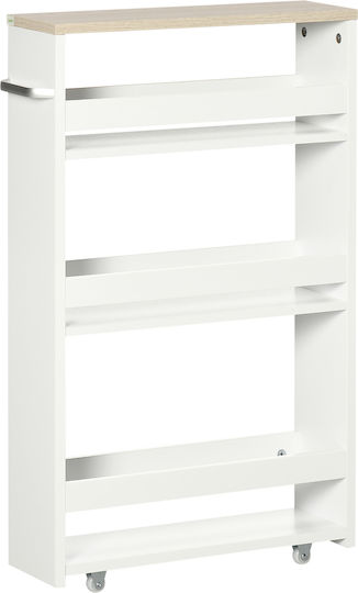 Kleankin 838-279V00WT Επιδαπέδια Ραφιέρα Μπάνιου Ξύλινη με 3 Ράφια 48x15x80cm