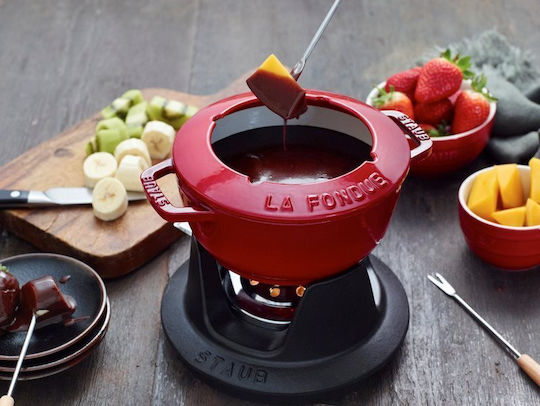 Staub Fondue Pot with Tea Light Red 11.6x20.7x26.7cm