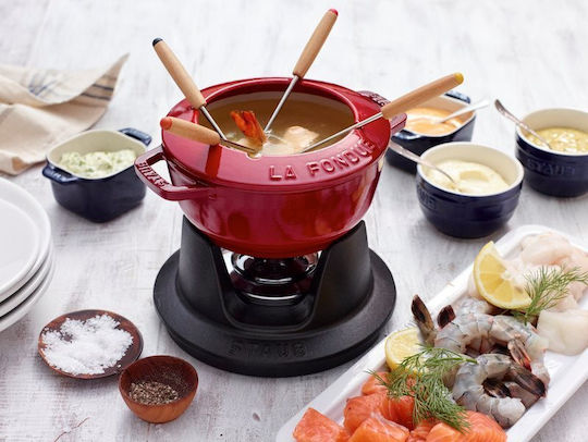 Staub Fondue Pot with Tea Light Red 11.6x20.7x26.7cm