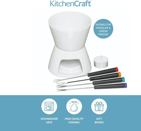 Kitchen Craft Vas pentru Fondue cu Lumină de Ceai Ceramic pentru 11 Persoane 11x11cm