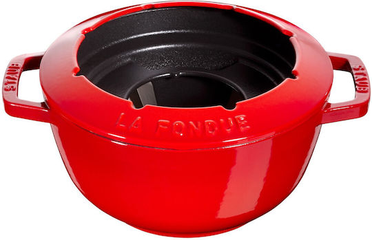 Staub Fondue Pot with Tea Light Red 11.6x20.7x26.7cm