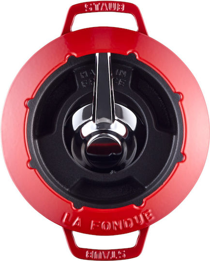 Staub Fondue Pot with Tea Light Red 11.6x20.7x26.7cm