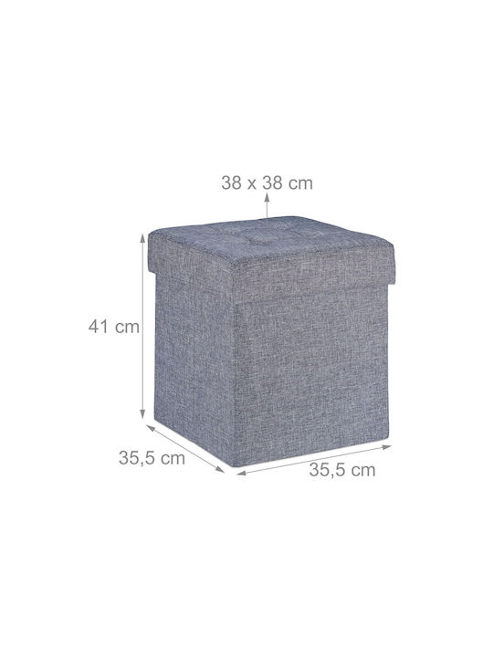 Taburet Camera De Zi Pliabil Cu Spațiu De Depozitare Tapițat Cu Țesătură Gri 41x38x38cm