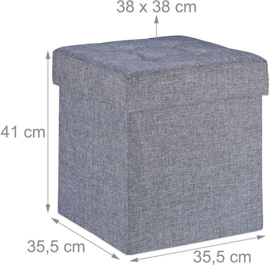 Living Room Stool Collapsible With Storage Space Upholstered With Gray Fabric 41x38x38cm