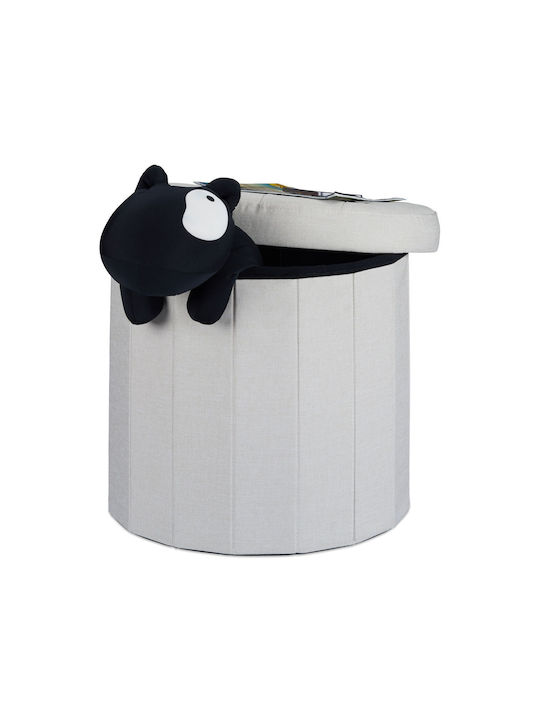 Taburet Camera De Zi Pliabil Cu Spațiu De Depozitare Tapițat Cu Țesătură Crem 43x45x45cm