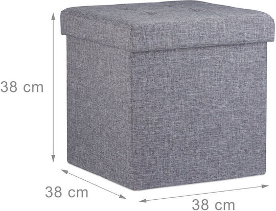 Living Room Stools Collapsible With Storage Space Upholstered With Fabric Anthracite 38x38x38cm