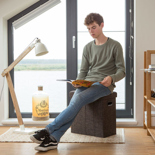 Living Room Stools Collapsible With Storage Space Upholstered With White Fabric 25.5x49.5x46cm
