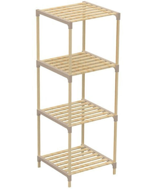 FixWood Boden Badezimmerregal Hölzernes mit 4 Regalböden 33x41x113cm Beige