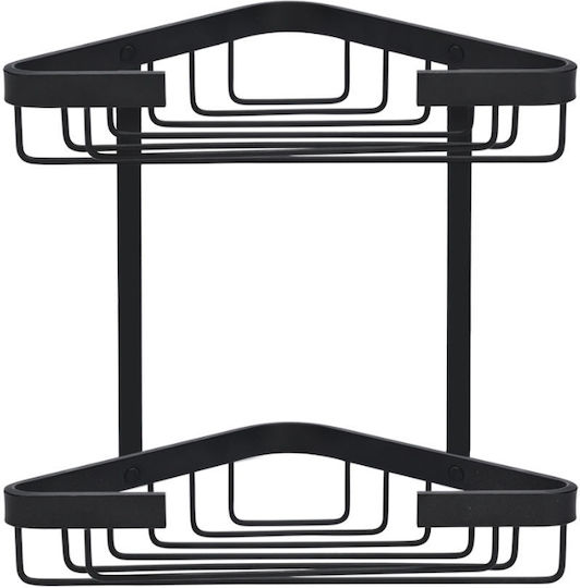 Estia Stance Colțar Montat pe perete Raft Baie Metal cu 2 Rafturi 25x17x28.5cm Neagră Estia Stance Colțar Montat pe perete Raft Baie Metal cu 2 Rafturi 25x17x28.5cm Neagră