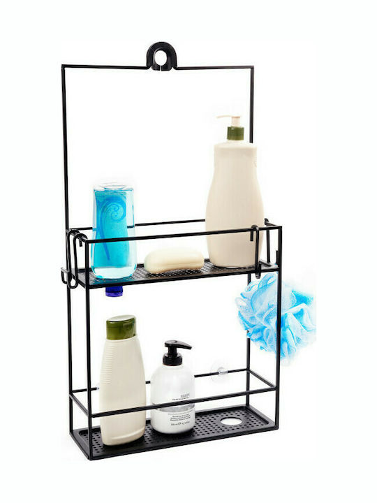 Umbra Cubiko Wall Mounted Bathroom Shelf Metallic with 2 Shelves 31x11x61cm Black Black