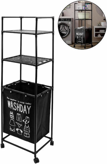 Floor Bathroom Shelf Metallic 41x32x133cm Black