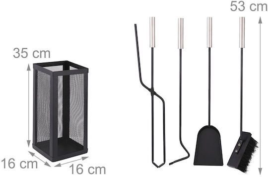 Relaxdays Fireplace Tool Set With Black Bucket