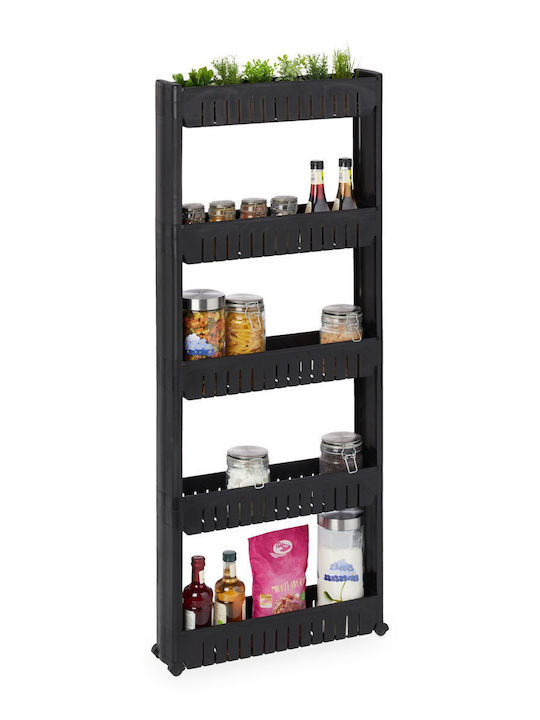 Relaxdays Boden Badezimmerregal Kunststoff 131x12.8x54cm Schwarze