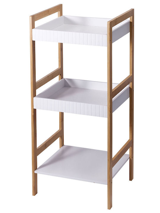 MRShome Επιδαπέδια Ραφιέρα Μπάνιου Bamboo 36x33x80cm Λευκή