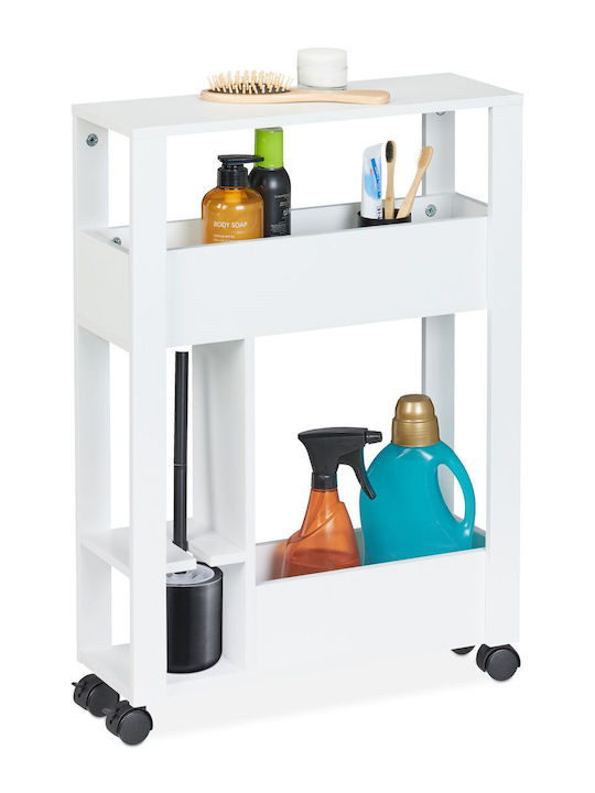 Relaxdays Floor Bathroom Shelf Wooden 71.5x17x50cm White