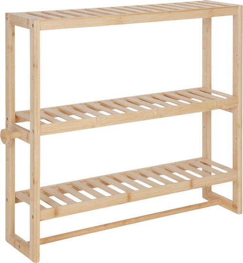 Relaxdays An der Wand montiertes Badezimmerregal Bamboo 54x60x15cm Braune