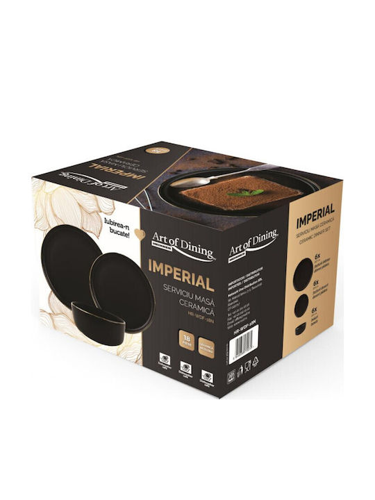 Heinner Art Of Dining Black Ceramic Dinnerware Set 18pcs