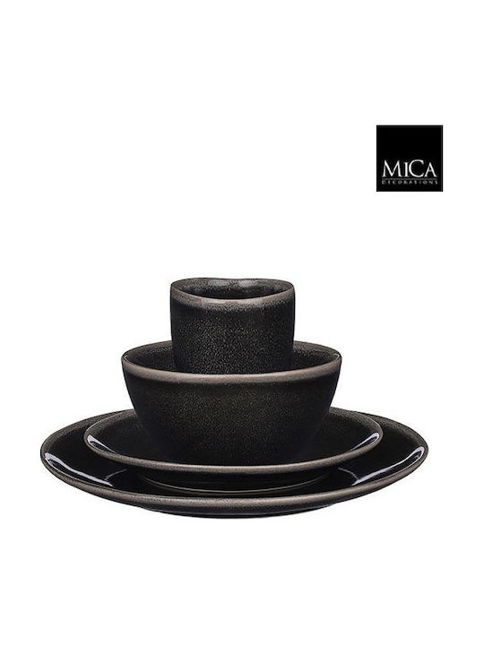 Mica Σερβίτσιο Πιάτων Κεραμικό Μαύρο 16τμχ