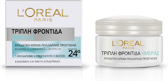 L'Oreal Paris Triple Active 24ωρο Ενυδατικό Gel για Πρόσωπο & Χείλη με Ceramides 50ml