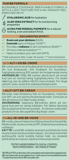 Garnier Skinactive Perfecting Care All in 1 BB Light Cremă de Față de Zi 24h cu SPF15 împotriva Imperfecțiunilor cu Acid Hialuronic & Aloe Vera 50ml