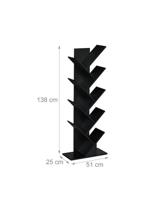 Bücherregal Schwarz 51x25x138cm