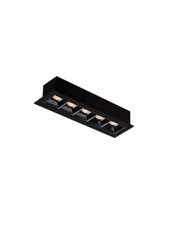 Viokef Rectangle Metallic Recessed Spot with Integrated LED and Warm White Light Black 95x4.5cm. 1pcs
